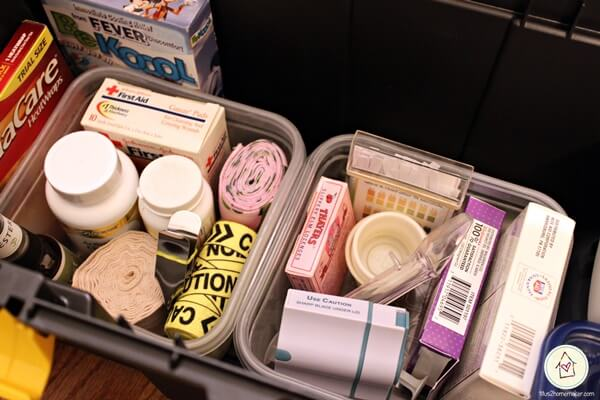 Well-organized chicken first aid toolbox with clear compartments and labeled supplies